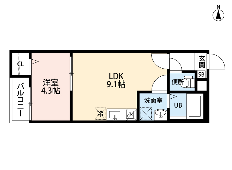 名古屋市瑞穂区平郷町のアパートの間取り