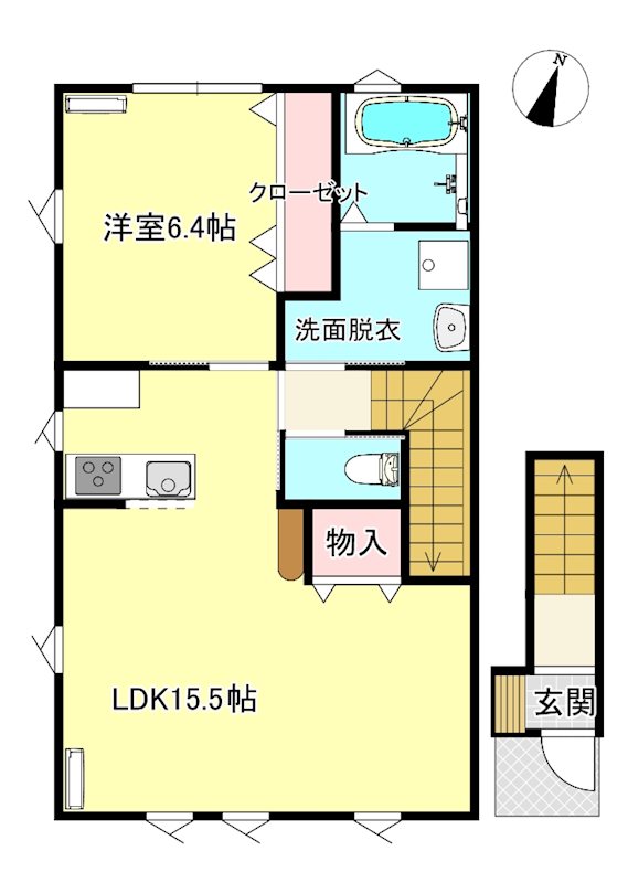 木造末広新築アパートの間取り