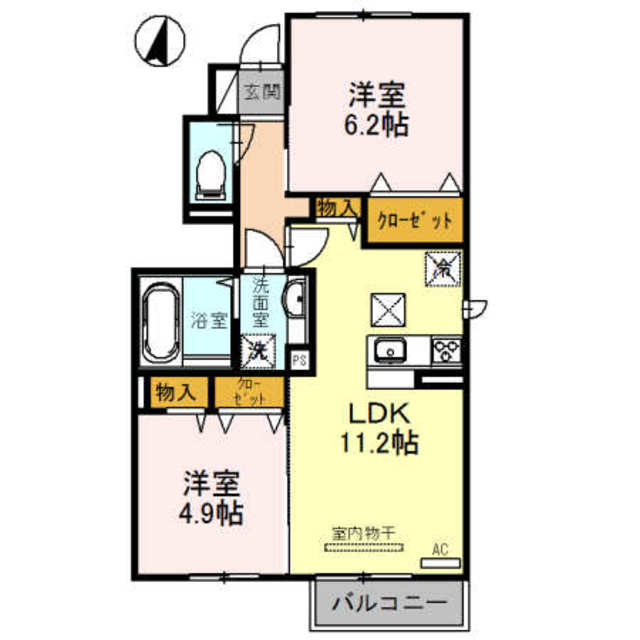 洲本市桑間のアパートの間取り