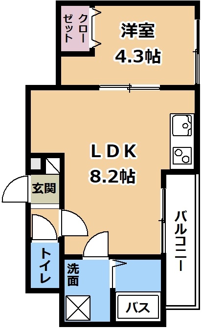 草津市大路のアパートの間取り