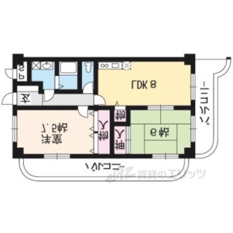 京都市西京区樫原硲町のマンションの間取り