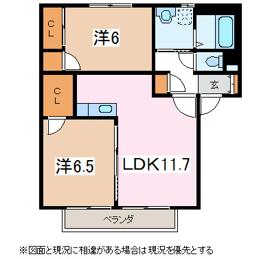 【松本市梓川梓のアパートの間取り】