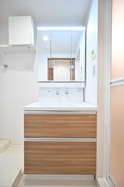 洗面設備　朝の支度にも助かる、独立の洗髪洗面化粧台