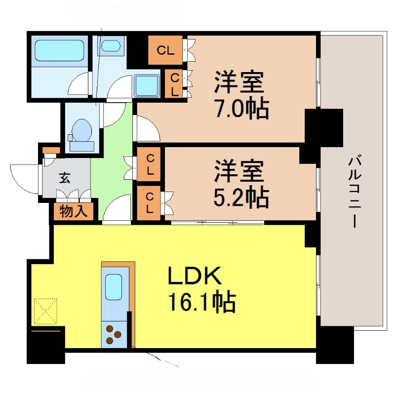 地下鉄鶴舞線 伏見駅 徒歩2分 40階建 築9年の間取り写真
