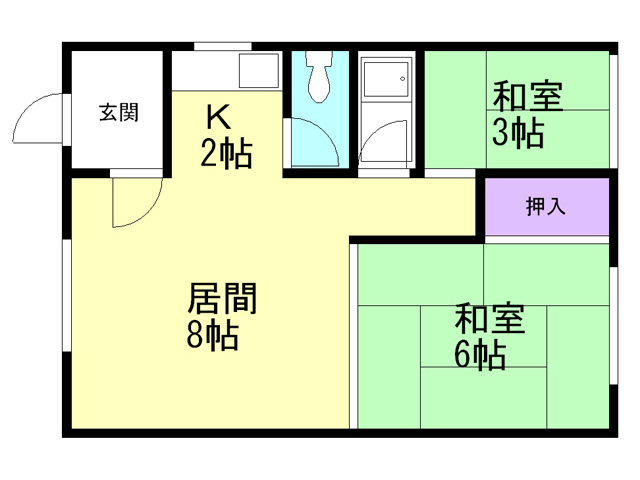 函館市時任町のアパートの間取り