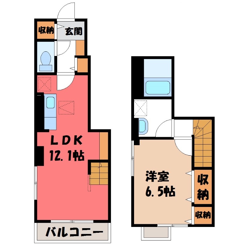 真岡市亀山のアパートの間取り