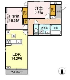 倉敷市沖のアパートの間取り