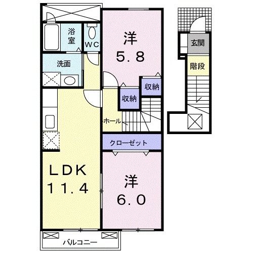 八女市室岡のアパートの間取り