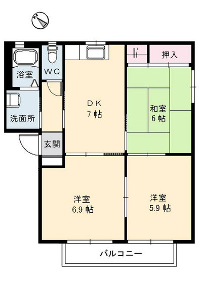 【広島市安佐南区八木のアパートの間取り】