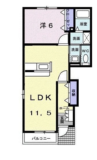 福島市松川町美郷のアパートの間取り