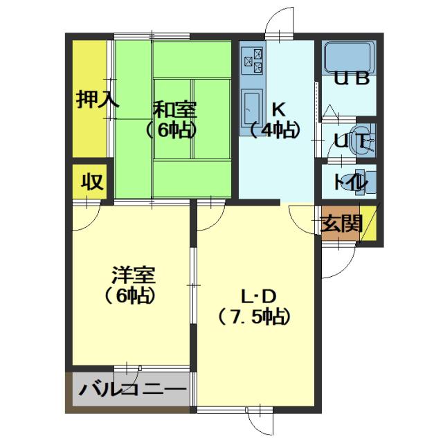 函館市湯浜町のアパートの間取り