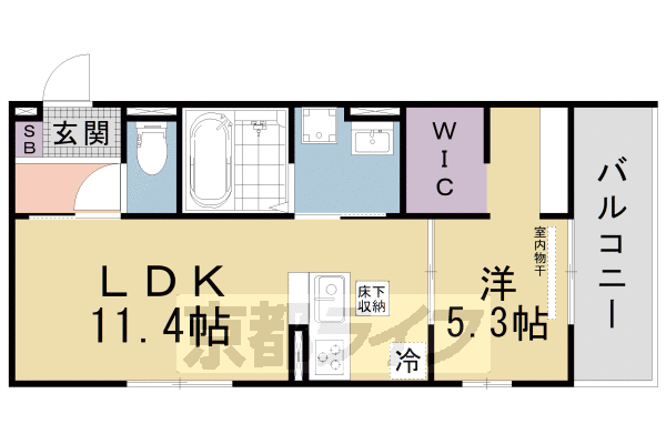 京都市山科区西野野色町のアパートの間取り