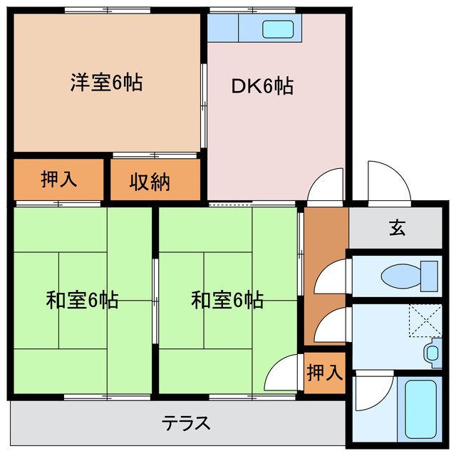 松阪市荒木町のアパートの間取り