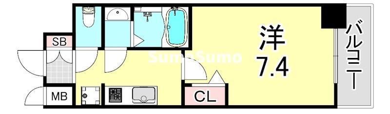 神戸市兵庫区下沢通のマンションの間取り