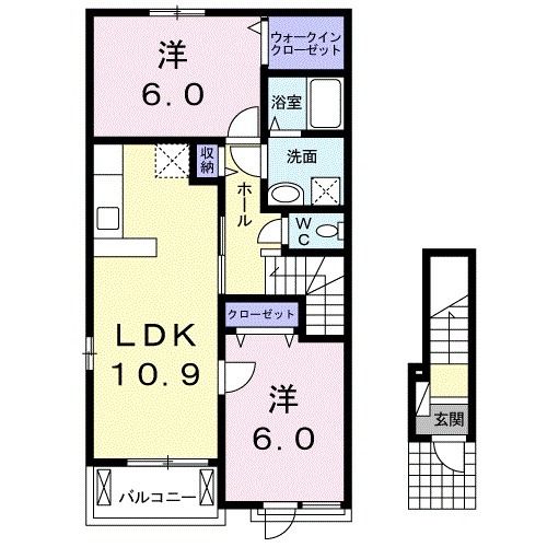 相馬郡新地町駒ケ嶺のアパートの間取り