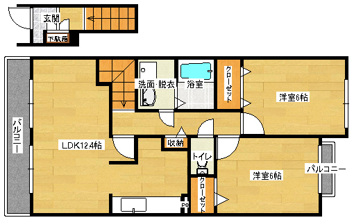 広島市安佐南区八木のアパートの間取り