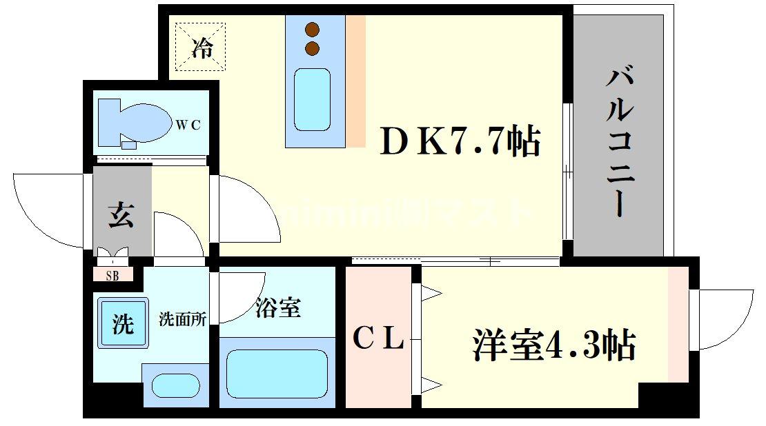 大阪市浪速区稲荷のマンションの間取り