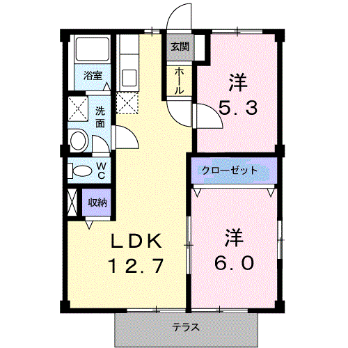 【菊池市亘のアパートの間取り】