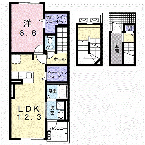 加古川市平岡町新在家のアパートの間取り