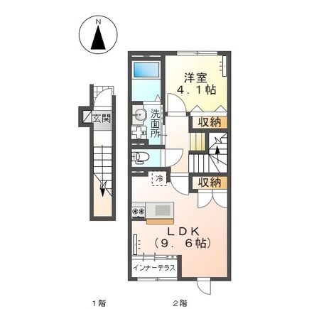 岡山市北区横井上のアパートの間取り