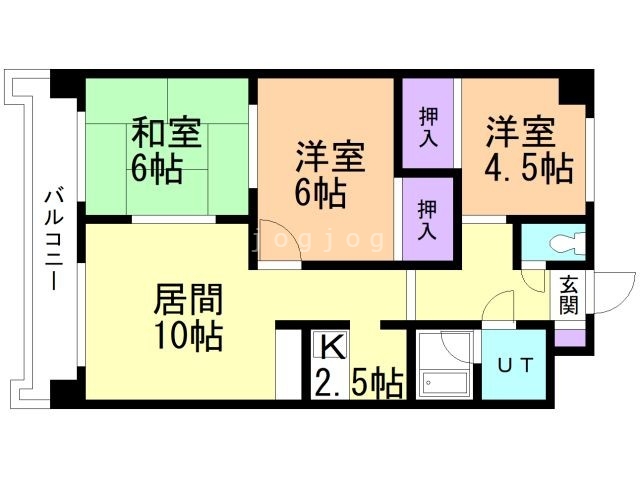 札幌市豊平区平岸六条のマンションの間取り