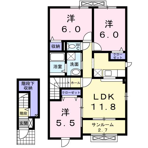 横手市駅南のアパートの間取り