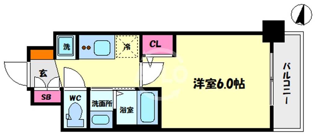 大阪市浪速区大国のマンションの間取り