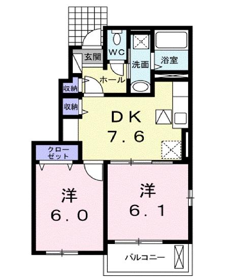 福山市御幸町大字下岩成のアパートの間取り