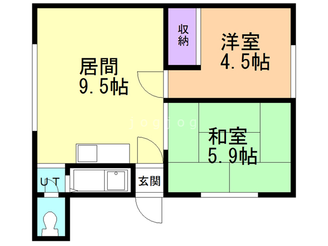 札幌市西区西野一条のアパートの間取り