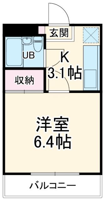 １ルーム東山Aの間取り