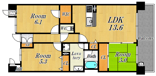 キングス夢咲シティひかりの街シャインコートC棟の間取り