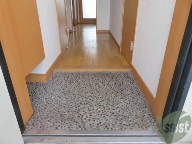 玄関　玄関です。少し狭いですが、傘立ても置けますね。