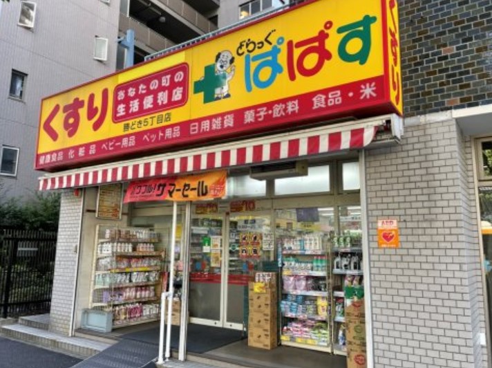 ドラックストア　どらっぐぱぱす勝どき5丁目店（ドラッグストア）まで120m