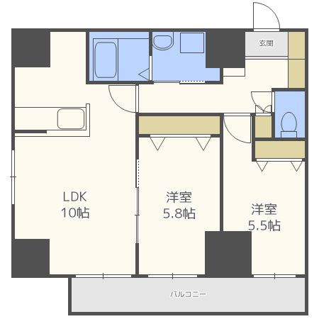 小樽市入船のマンションの間取り