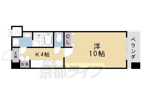 京都市山科区竹鼻堂ノ前町のマンションの間取り