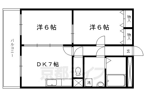 京都市北区紫竹栗栖町のマンションの間取り