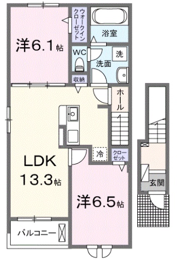 井原市高屋町のアパートの間取り