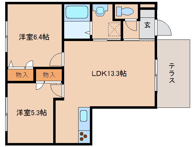 橿原市山之坊町のアパートの間取り