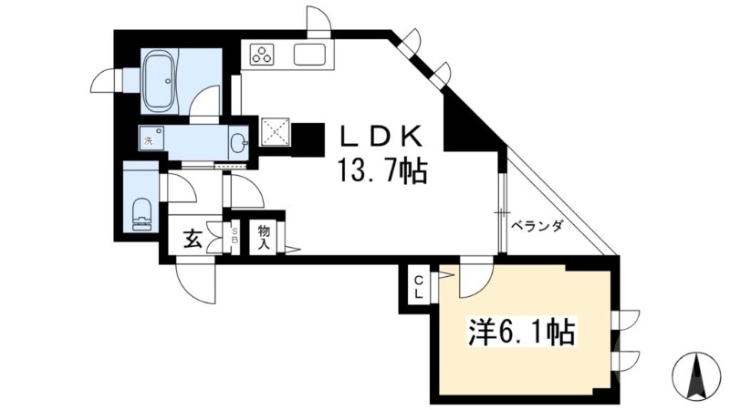 京都市北区小山南上総町のマンションの間取り