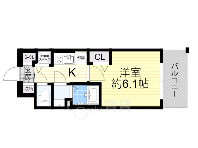 大阪市福島区鷺洲のマンションの間取り