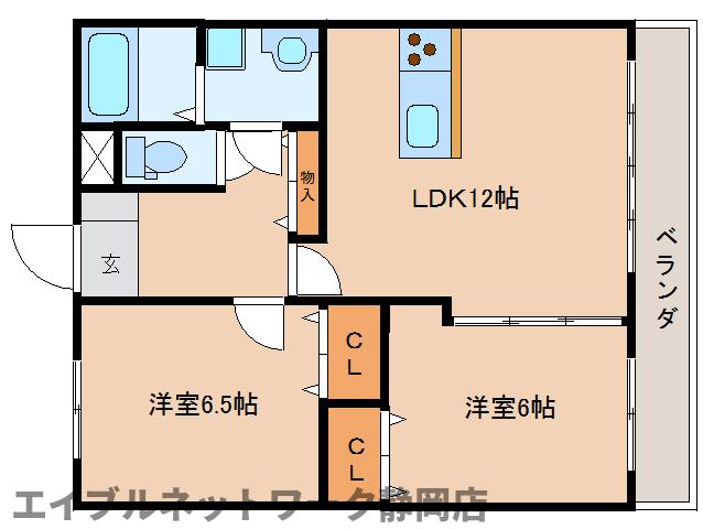 静岡市葵区田町のマンションの間取り