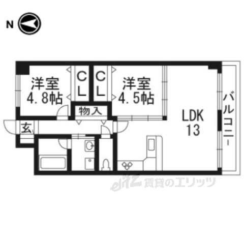 京都市下京区本燈籠町のマンションの間取り