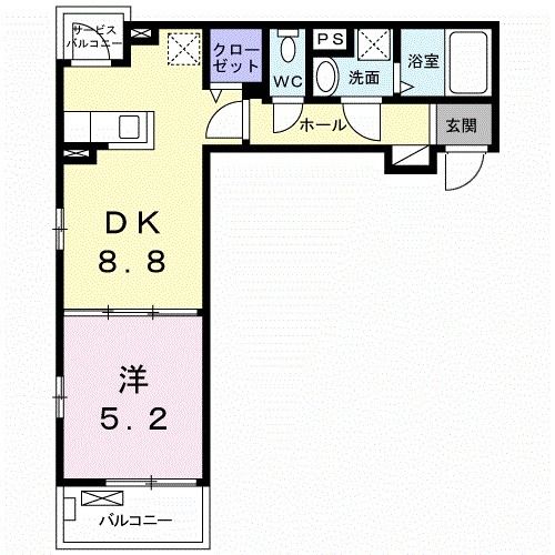 狭山市新狭山のアパートの間取り