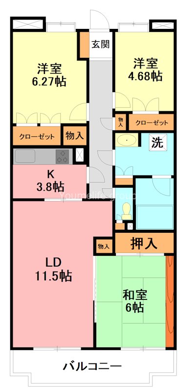 横浜市戸塚区品濃町のマンションの間取り