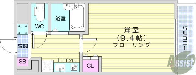 仙台市青葉区川内澱橋通のマンションの間取り