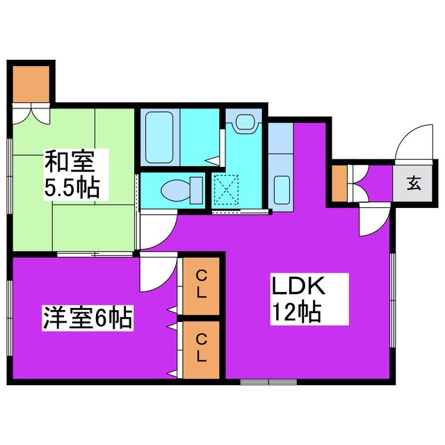 札幌市北区新琴似七条のアパートの間取り