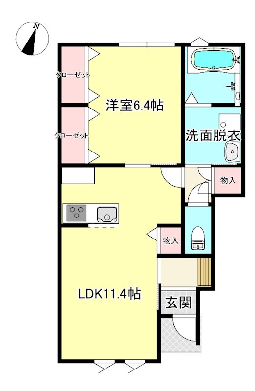 つがる市木造末広のアパートの間取り