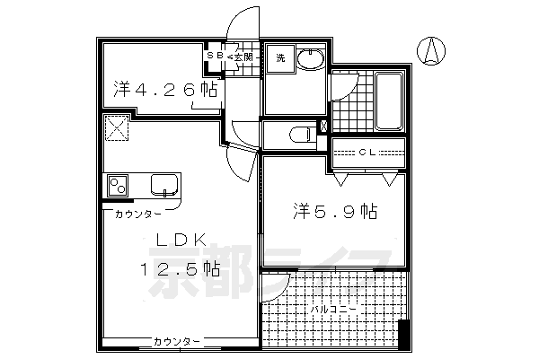 京都市東山区大黒町のマンションの間取り