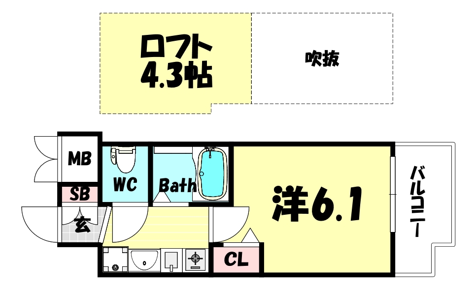 神戸市中央区脇浜町のマンションの間取り