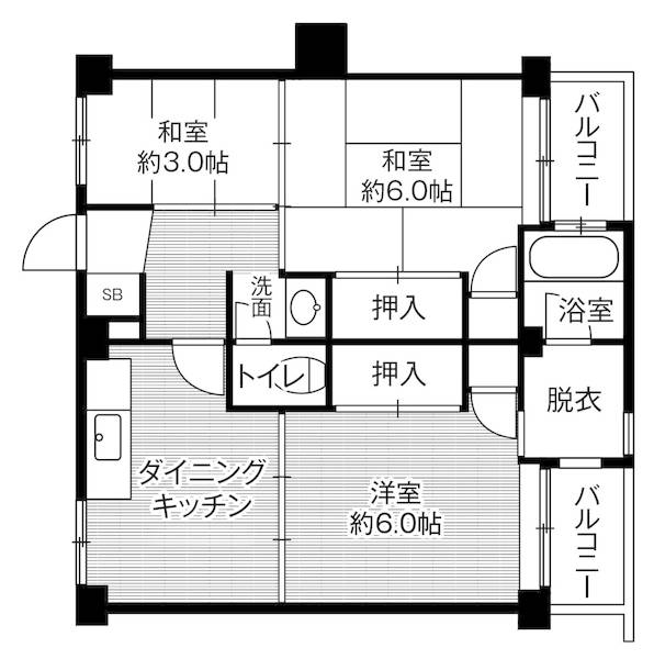 ビレッジハウス古賀3号棟の間取り